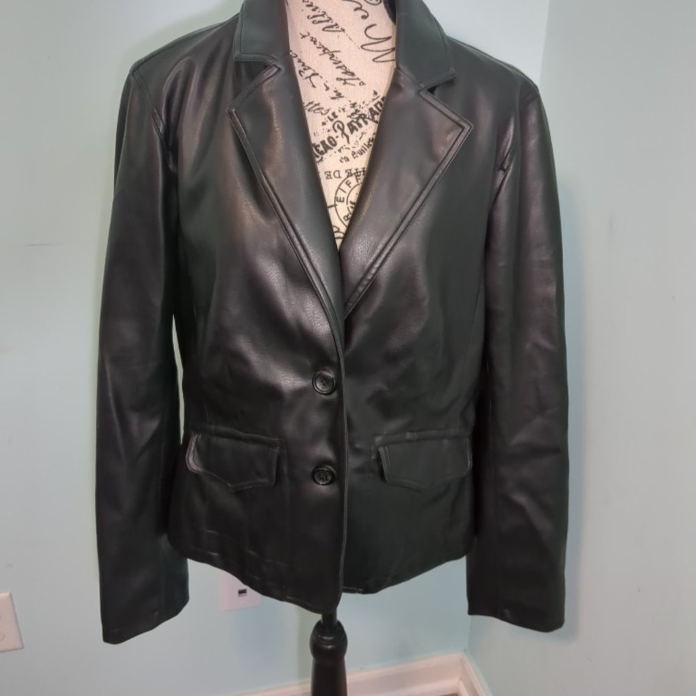 BB DAKOTA BLACK VEGAN FAUX LEATHER JACKET mob wife Extra Large